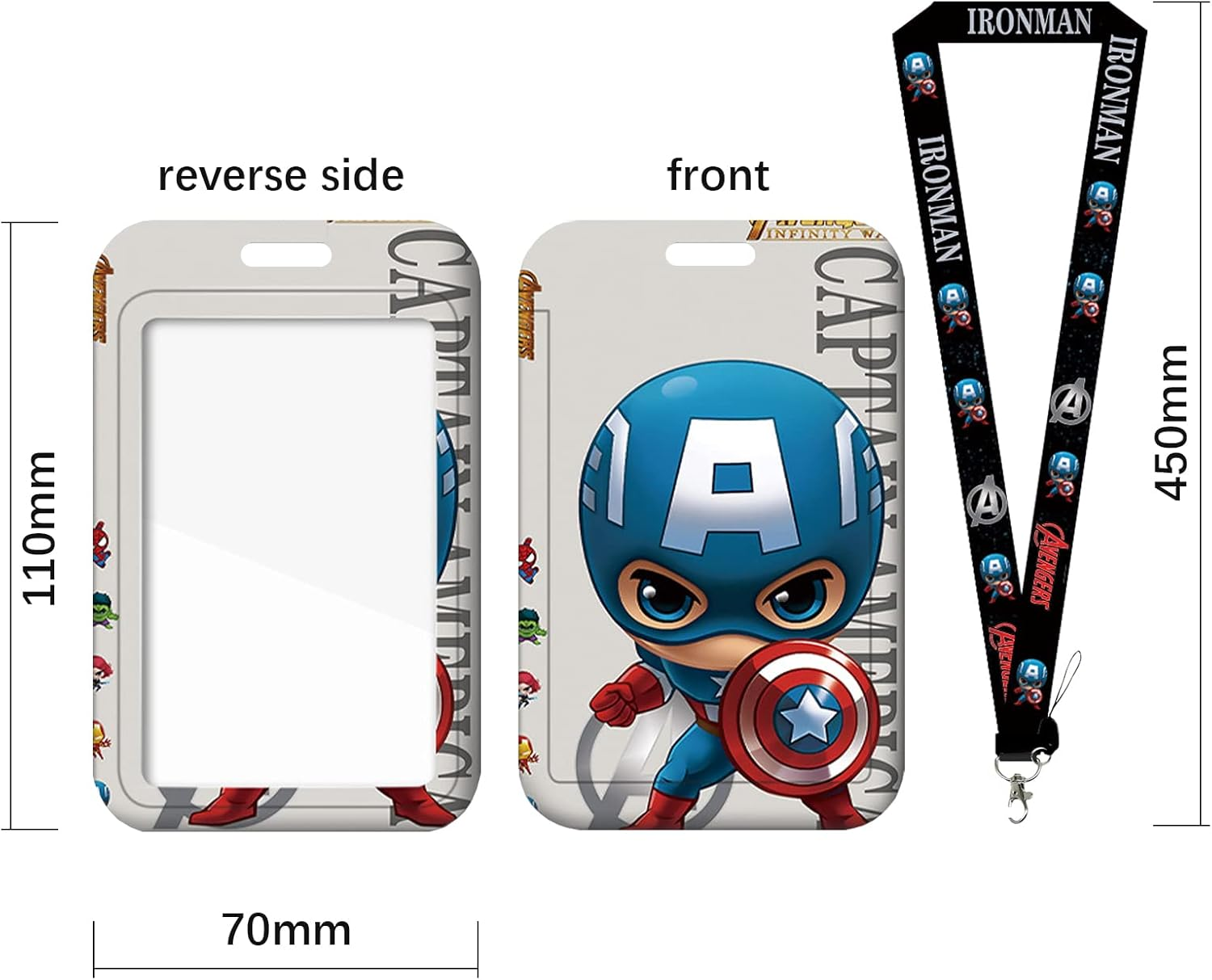 2Pcs Superhero Lanyard Rhyii-Cartoon Spiderman Superhero Waterproof with Card Holder Detachable Card Holders for Office School Supplies, ID Card, Keys Bus Card image number 5