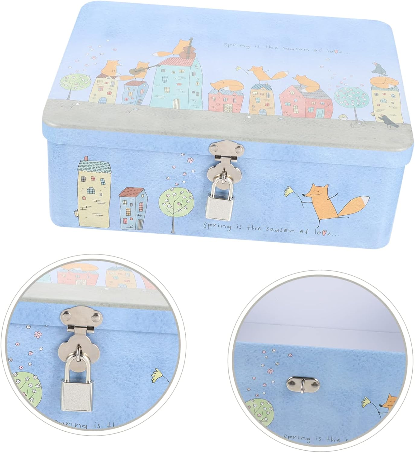 Lockable Storage Box Tin Box Lock Key for Desktop Jewelry Display Storage Case for Home Office Organization image number 4