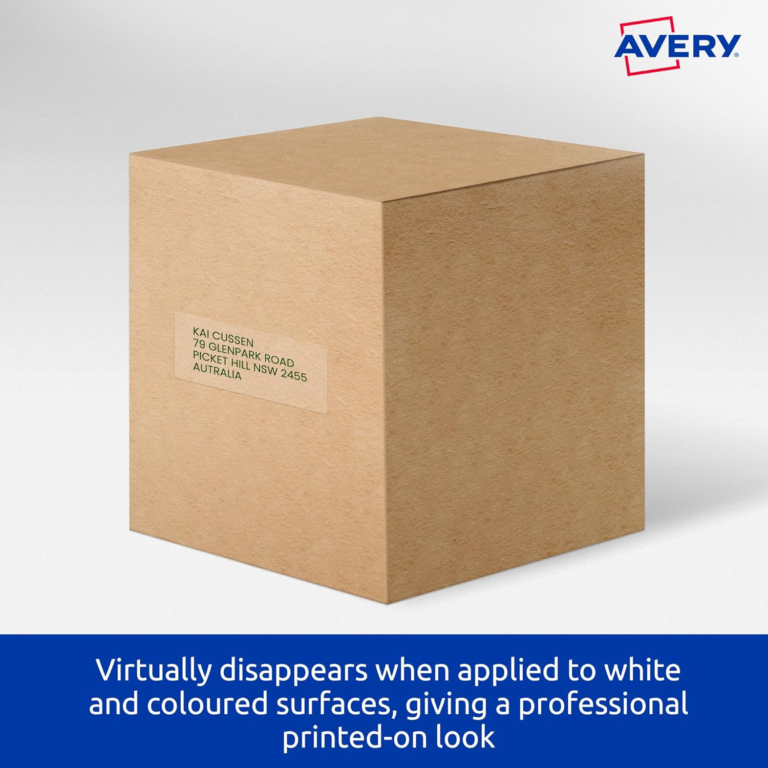 Avery Crystal Clear A4 Address Labels for Laser Printers - Printable Packaging & Shipping Labels - Transparent Mailing Stickers - 99.1 X 38.1 Mm, 140 Labels / 10 Sheets (958061 / L7563) image number 2