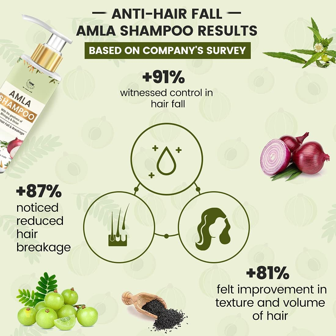 Tnw-The Natural Wash Amla Shampoo for Hair Growth & Controlling Hair Fall with the Goodness of Amla,Bhringraj, Onion, Black Seed| No Paraben & No Sulphate| Amla Shampoo for Men and Women (200 Ml) image number 6