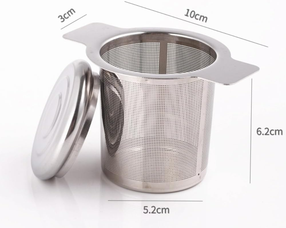 Poemtian Tea Filter Strainer Tea Infuser Stainless Steel Tea Filter Strainer with Lid and Double Handles Loose Leaf Tea Mesh Strainer image number 3