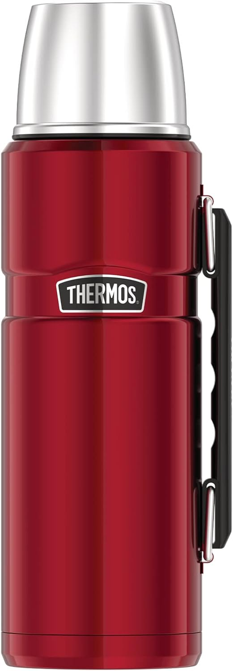 Thermos Stainless King Thermos Flask, Red, 1.20 L, Stainless Steel, Completely Leak-Proof, with Drinking Cup and Handle, 12 Hours Hot & 24 Hours Cold, Dishwasher Safe, Bpa-Free