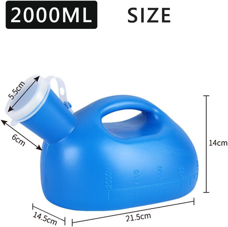 Male Urinal Bottle 68 OZ Portable Urinals for Men 59" Long Hose with Lid (Blue) image number 3