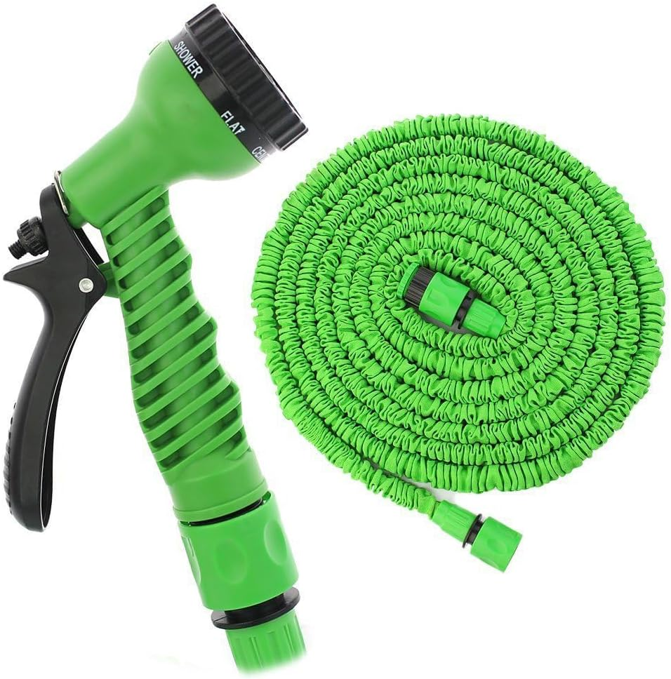 Flexible Garden Hose, Flexible Hose, Extendable 8 Spray Functions, Quick Adapter and Wall Mounted Car Wash and Pet Bathing (Green, 22.5 M) - Green, 22.5 M image number 5
