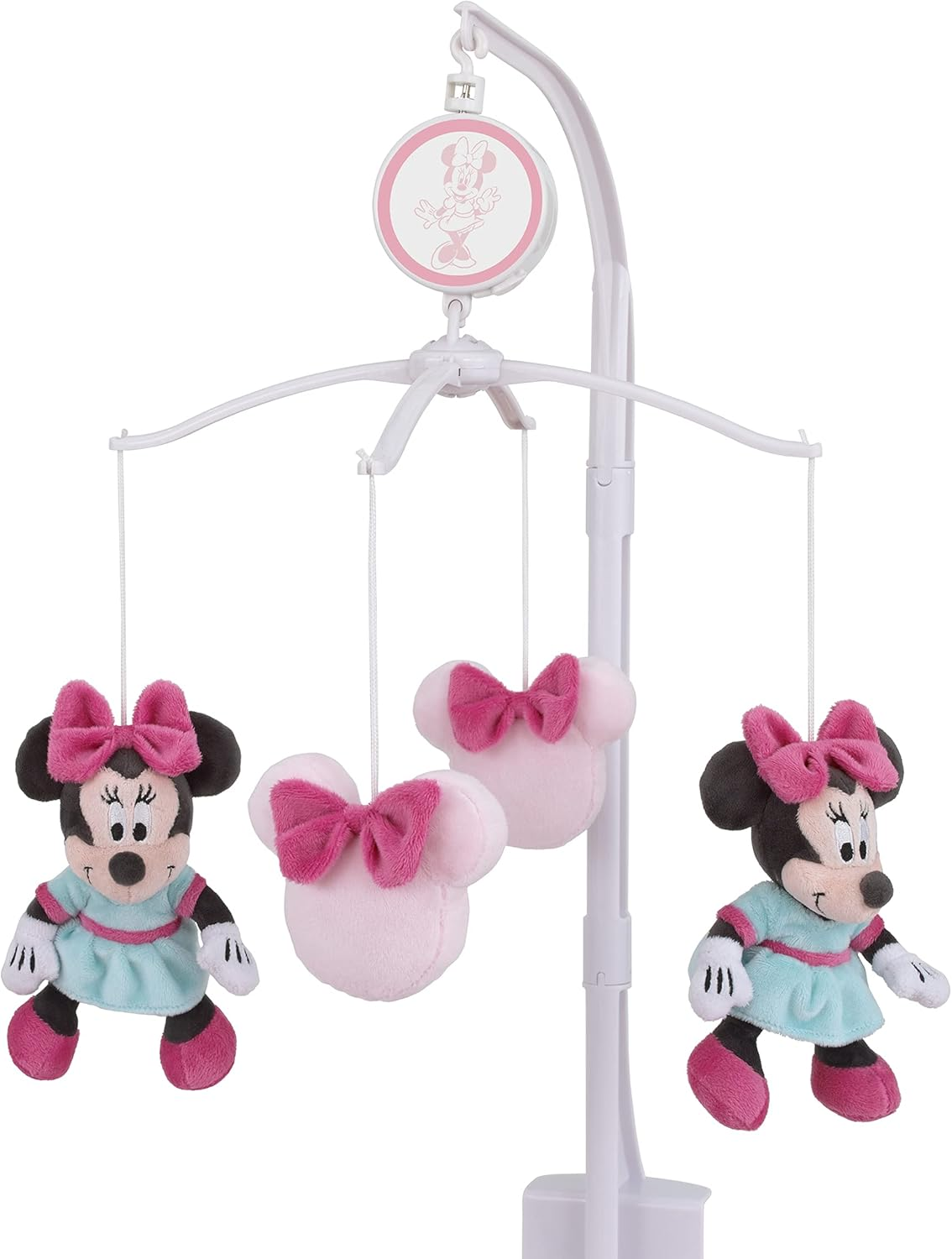 Disney Minnie Mouse Be Happy Pink & Aqua Plush Musical Mobile, Pink, Aqua, Raspberry
