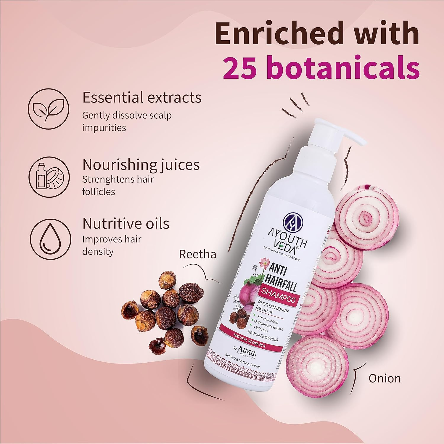 Ayouthveda Anti-Hairfall Shampoo | Salfate & Paraben Free | Prevents Dandruff & Itchi Scalp | Cleanse, Conditions & Purifies Hair & Scalp | Improve Hair Density & Texture (Pack of 5-200Ml Each) image number 3