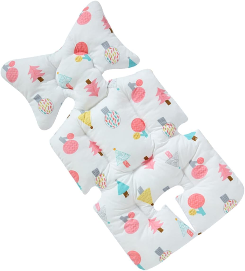 Breathable Cotton Cart Cushion Double-Sided Stroller Seat Pad Lightweight Liner for Pram and Dining Chair with Cartoon Print Forest Pattern image number 3