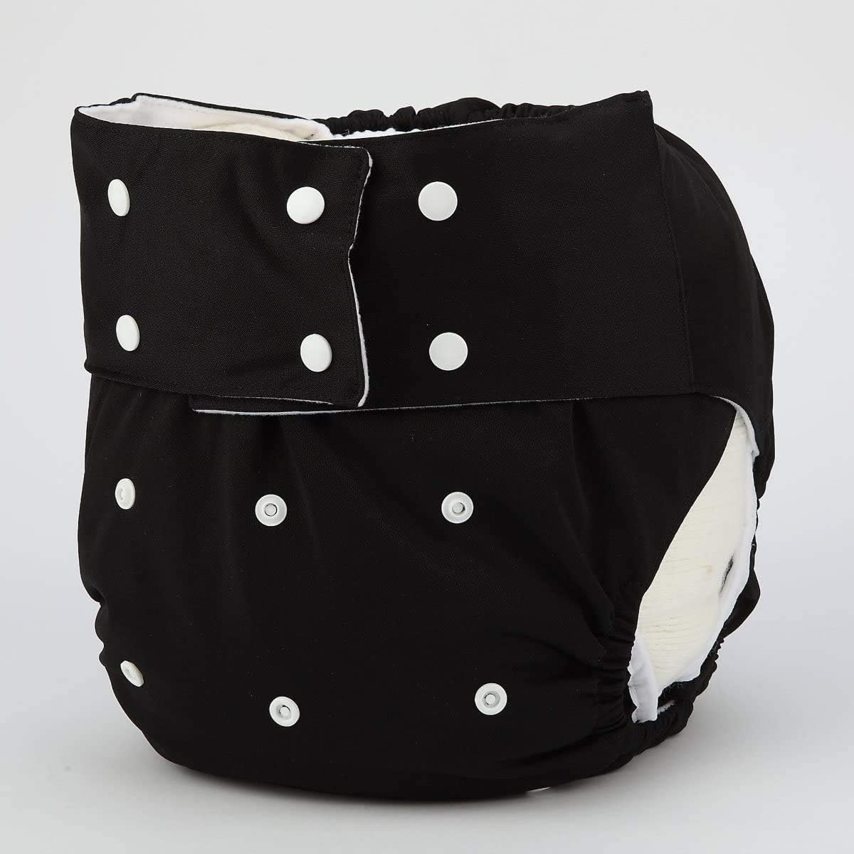 Adult Cloth Diaper Cover Nappy Reusable Washable Adjustable for Disability Incontinence Person (Black)