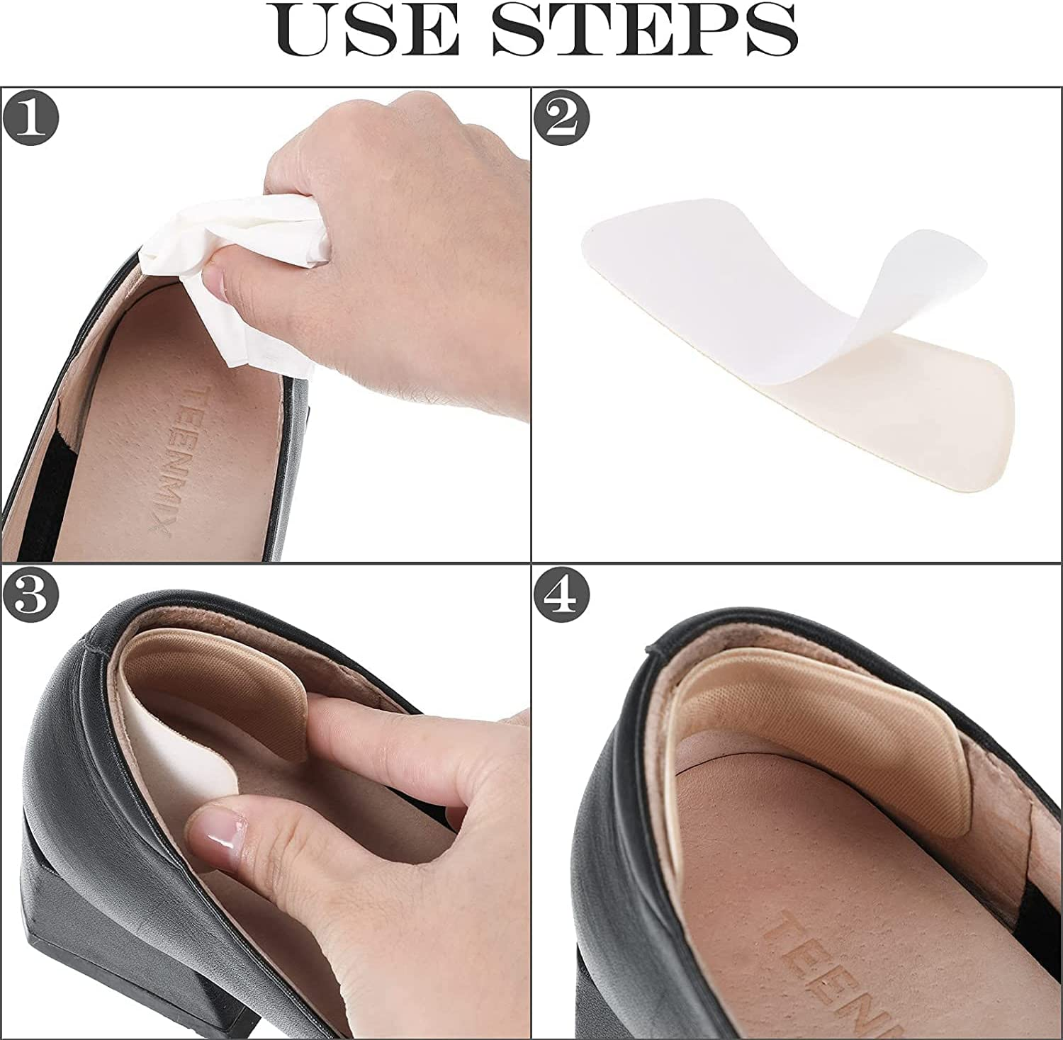 8 Pairs Heel Cushion Pads, Heel Grips Liner, Self Adhesive Heel Liners, Shoe Insoles Foot Care Protector for Men Women, Relieves the Pain Caused by Heel Friction, Fixes the Heel, Improve Shoe Fit (4 Pairs + 4 Pairs Heel Grips Pads)