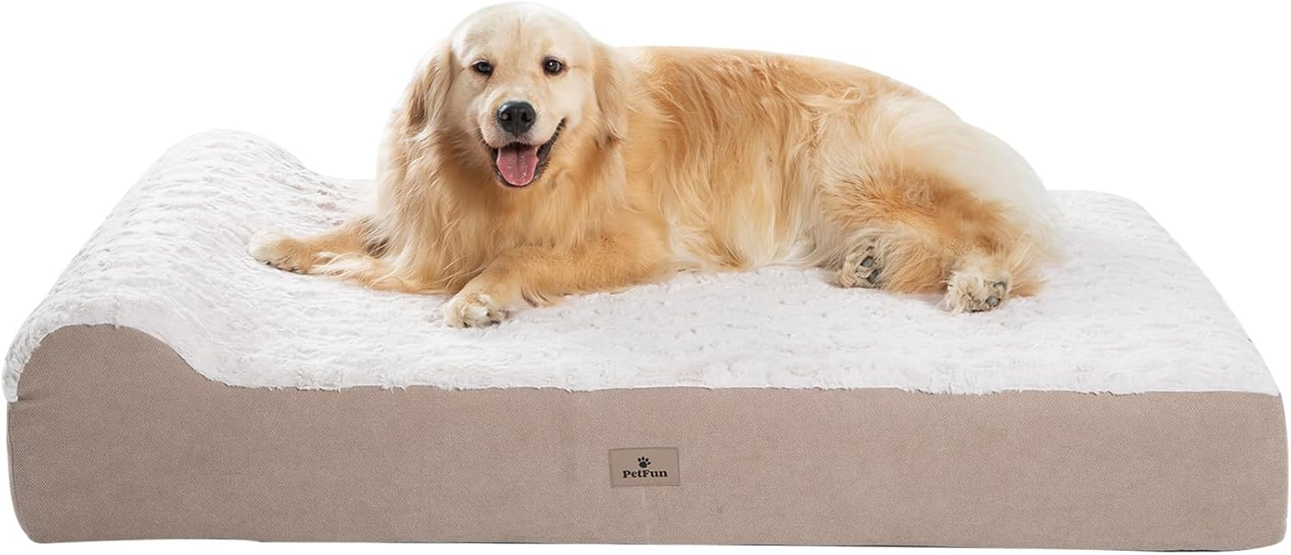 Petfun Jumbo Orthopedic Dog Bed for Large Dogs - 7-Inch Thick Memory Foam Dog Bed with Pillow Removable Cover Machine Washable (Off-White | Textured Plush), 50''L X 34''W X 10''Th I Extra Large - Dark Grey image number 6