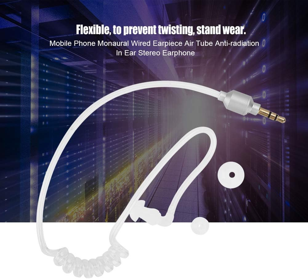 RIZGHWOY Monaural Headset, anti Radiation Earphone with Air Tube, for Wireless, Device, 3.5Mm 3 Pole Plug image number 4