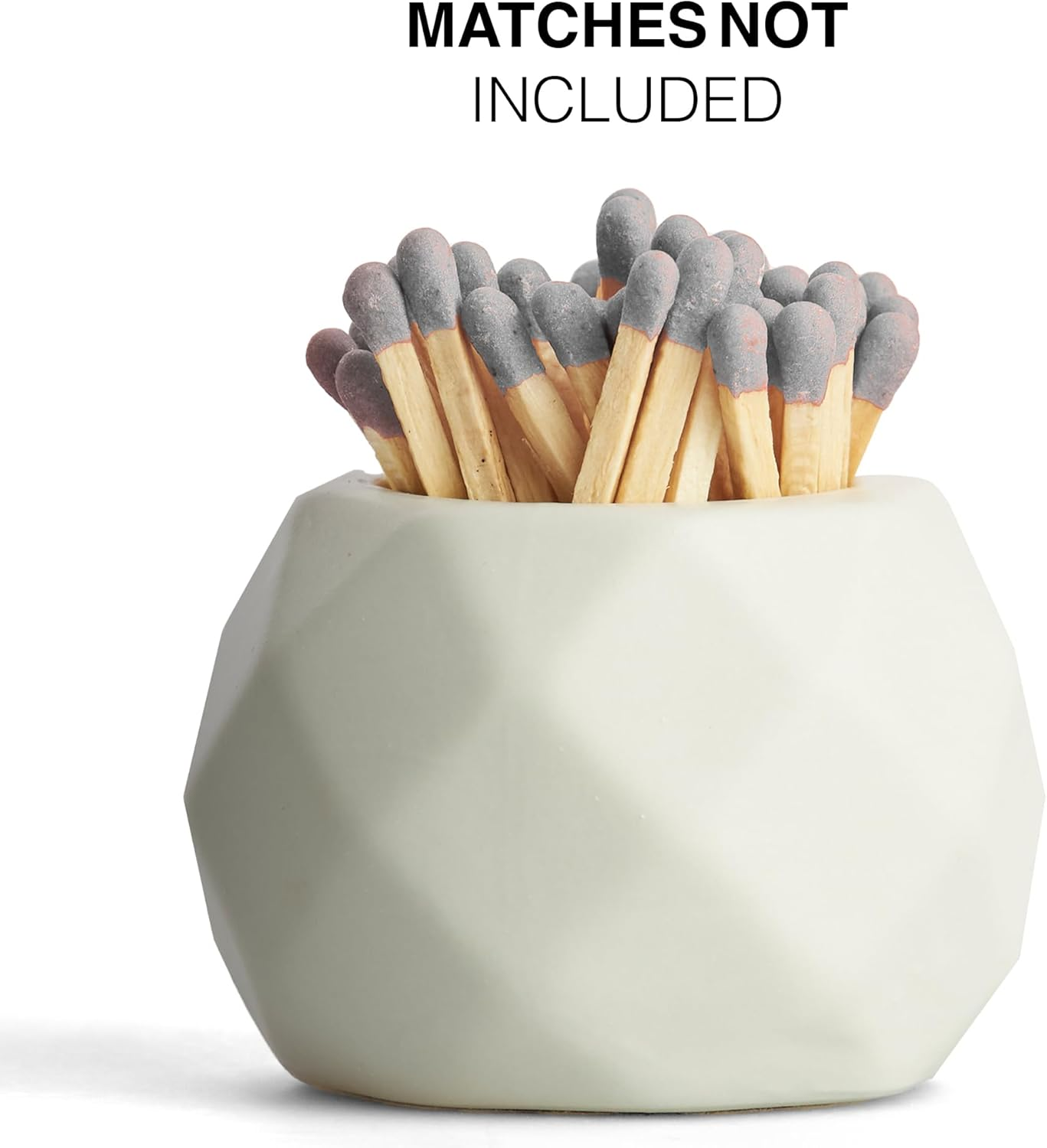 Classic White Ceramic Match Holder with Striker Pads - Decorative Matches in a Jar - Bathroom Matches Holder image number 4