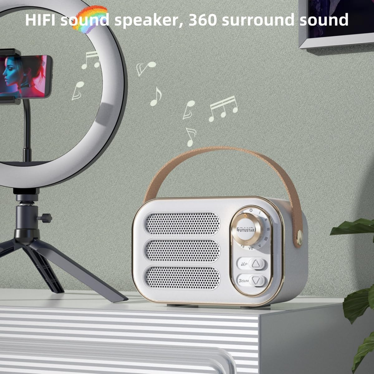 NEVKA Bluetooth Speaker, Portable Mini Speaker with Hifi Sound Quality, Retro Style Wireless Bluetooth Speaker,Speaker for Indoor,Outdoor, Car,Cafe,Travel (Green) - Green image number 6