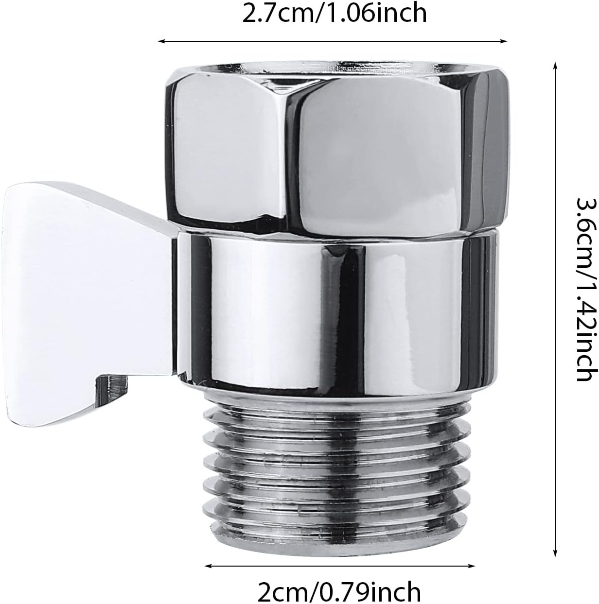 Shower Shut off Valve Shower Head Flow Restrictor Shower Flow Control Valve Brass Shut off Valve for Handheld Shower, Chrome