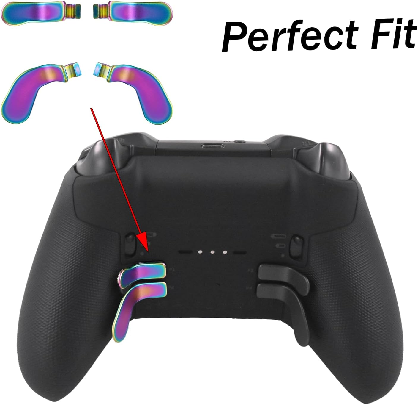 4 Pcs Elite 2 Core Controller Paddles for Xbox One Elite Series 2, Elite Control Paddles for Xbox One Elite, Elite Controller Metal Paddles for Xbox One Elite Series 2 (Rainbow)