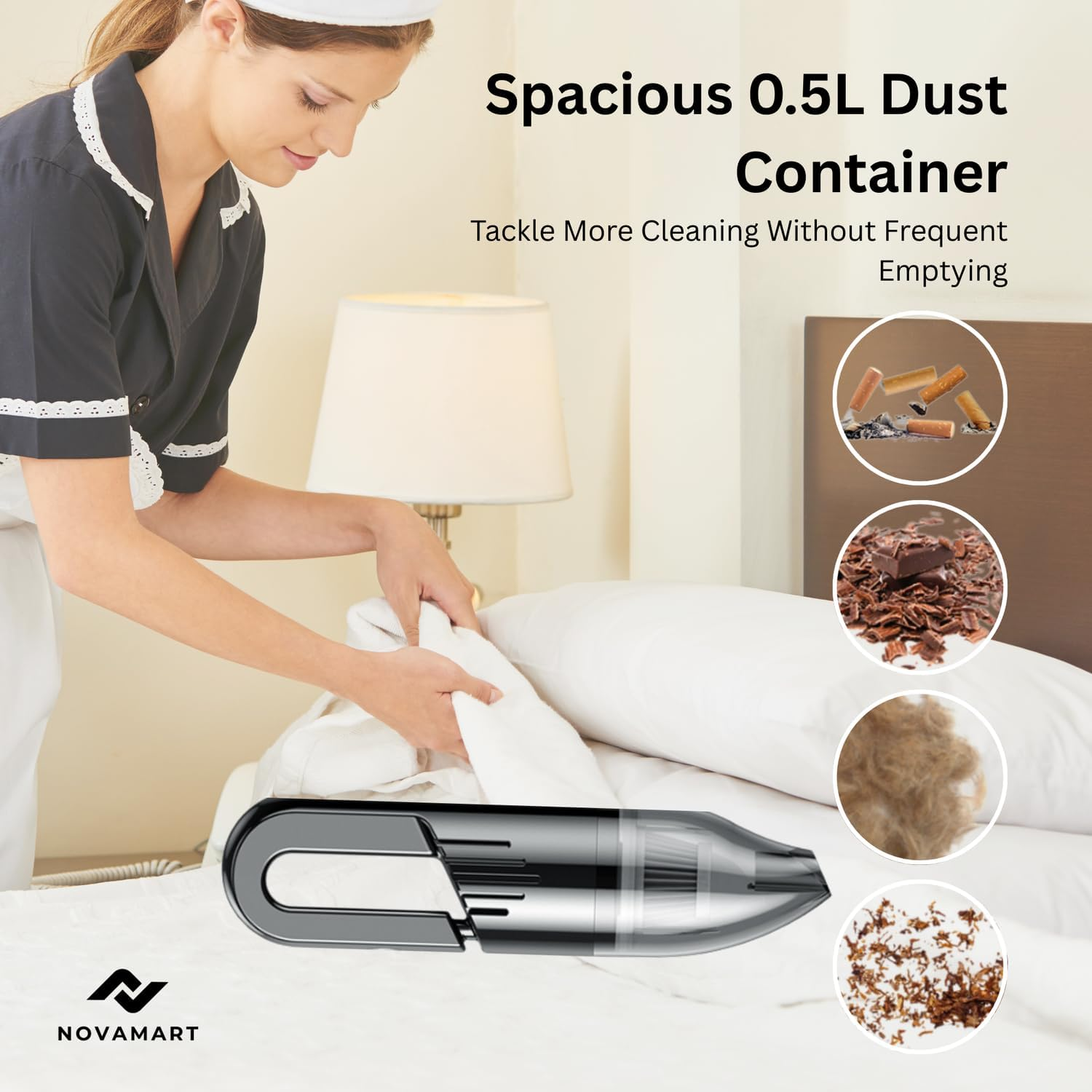 Cordless Car Vacuum Cleaner &ndash; 120W Power, USB Rechargeable, Dual 2000Mah Battery, Lightweight ABS, 0.5L Dustbin, Portable Handheld Auto Cleaner image number 3