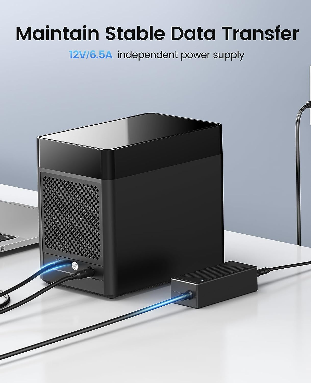 ORICO 5 Bay 3.5 Inch Hard Drive Enclosure USB C to SATA Magnetic Tool-Free External HDD Enclosure with 12V/6.5A Power Adapter for Family Storage Expansion up to 90Tb(5X18) - DS500C3 image number 3