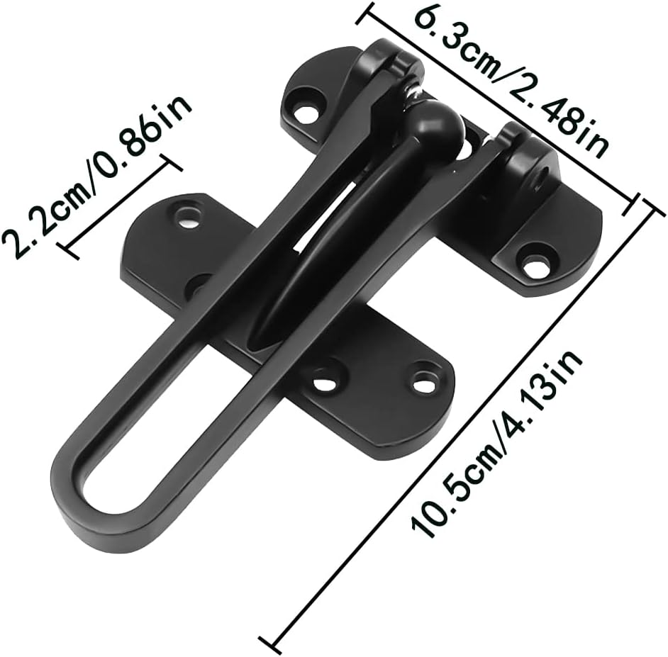 BEZANU Door Lock Latch, Black Heavy Duty Security Door Guard Lock for Home Hotel Hardware image number 2