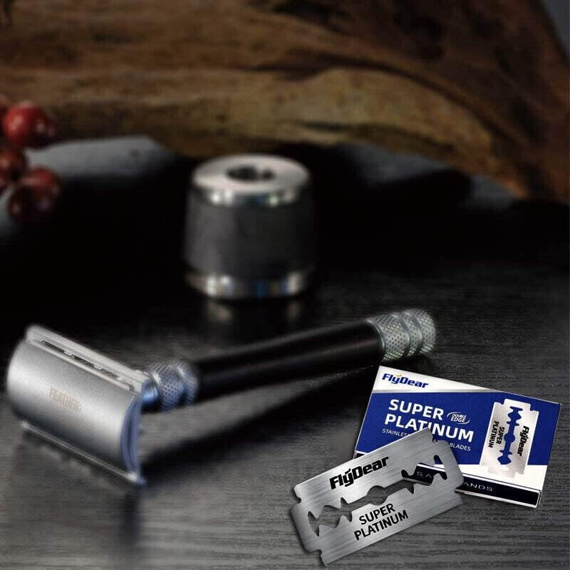 AIMALL 10 PCS Platinum Coated Double Edge Razor Blades, Ultra Sharp Stainless Steel Blades for Cut Throat Razors, Sensitive Skin Friendly, Individually Wrapped image number 1