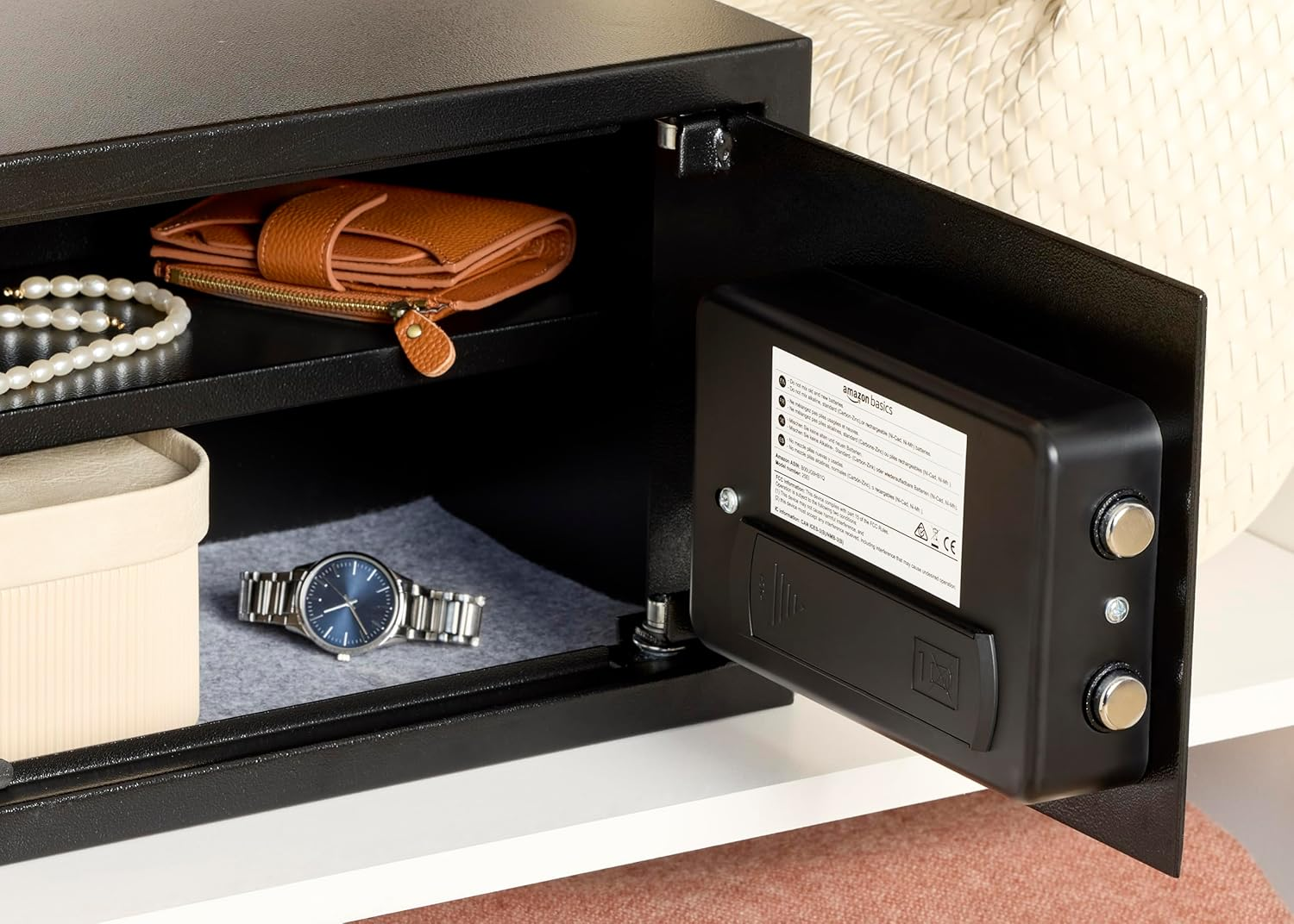 Amazon Basics Steel Security Safe and Lock Box with Electronic Keypad - Secure Cash, Jewelry, ID Documents, 14 Litres, 35Cm W X 35Cm D X 25Cm H, Black image number 1