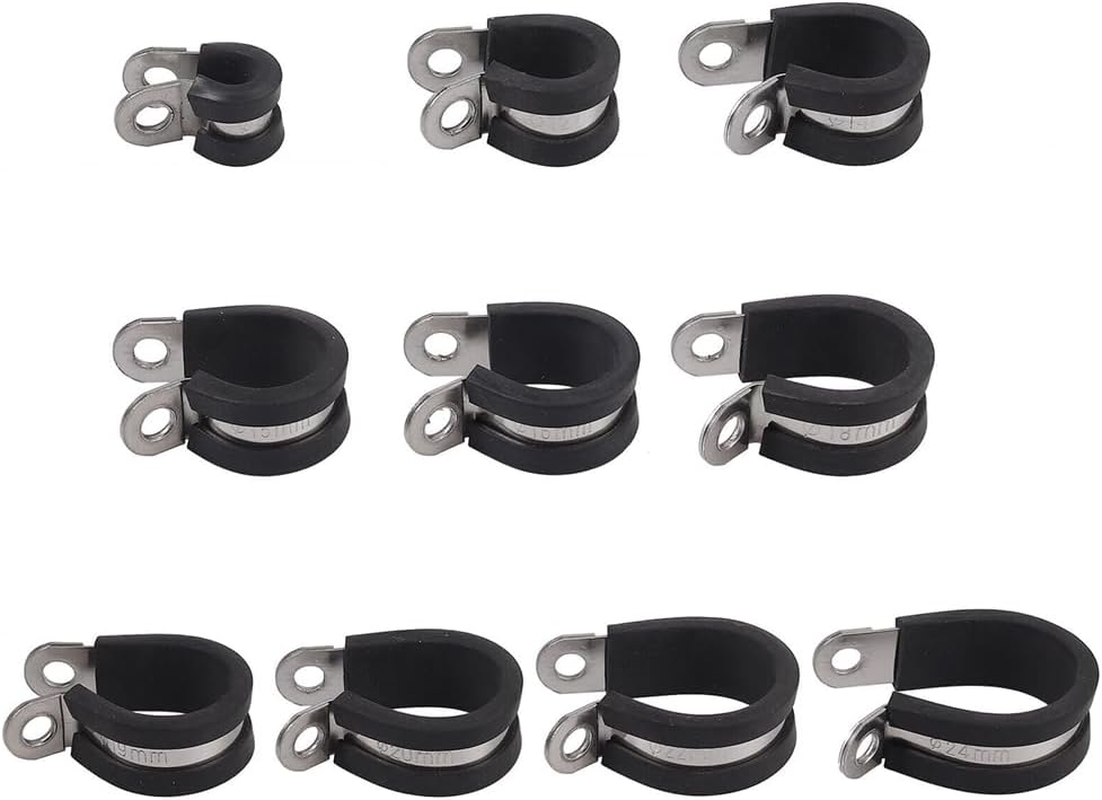 10 22Mm Rubber Lined P Clips Cable Hose Pipe Clamps Holder Air Clip Clamp