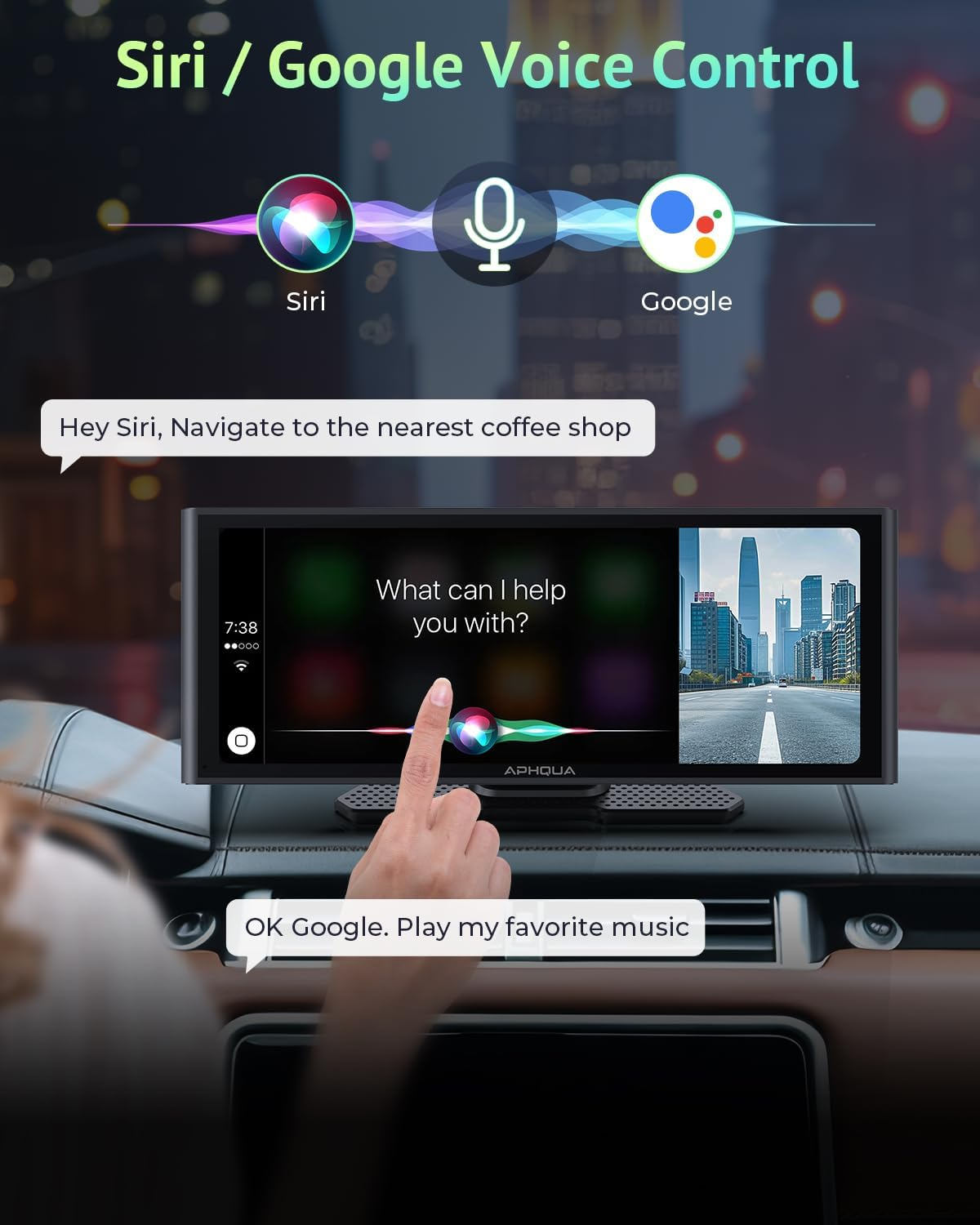 Portable Apple Carplay Screen for Car, 9.26" Wireless Apple Carplay & Android Auto,4K Dash Cam,1080P Backup Camera Dvr,Car Audio Receivers GPS Navigation Mirror Link, Bluetooth,Fm, Siri image number 5