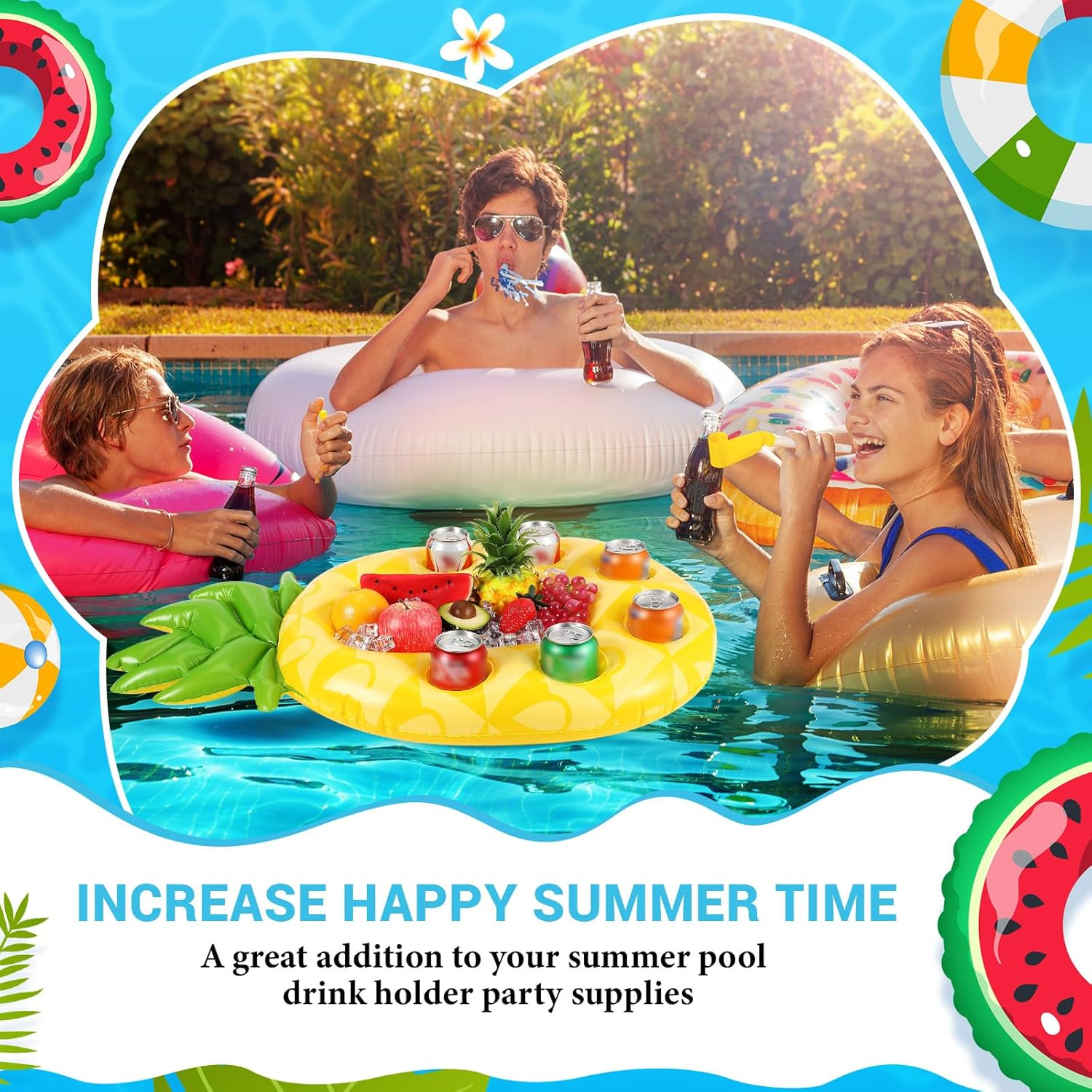 Inflatable Serving Bar Floating Drink Holder for Pool Inflatable Cup Holders Hot Tub Accessories for Adults Swimming Fun Drink Floats for Swimming Pool Party image number 2