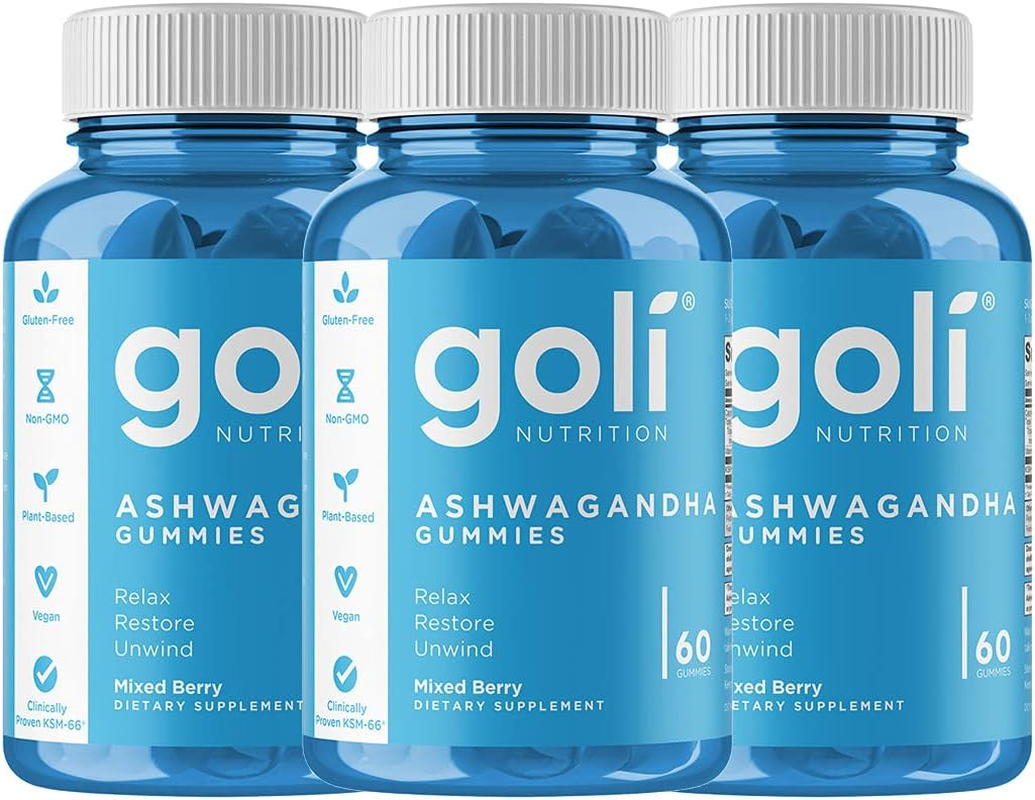Goli Nutrition, Ashwagandha Gummies, Mixed Berry, 60 Gummies (3 Pack - 180 Count) (3)