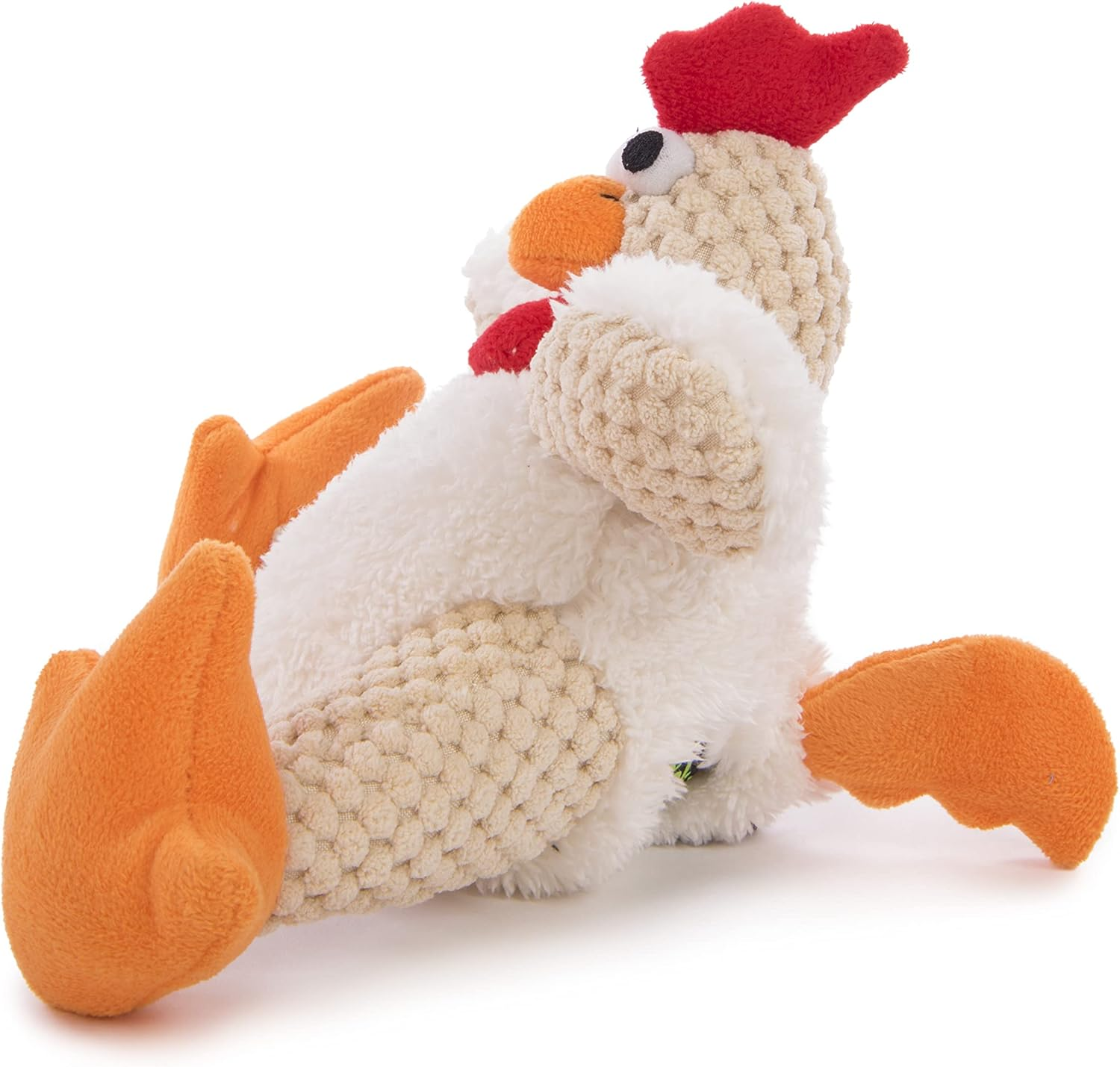 Godog Checkers Fat Rooster Squeaky Plush Dog Toy, Chew Guard Technology - White, Small image number 2