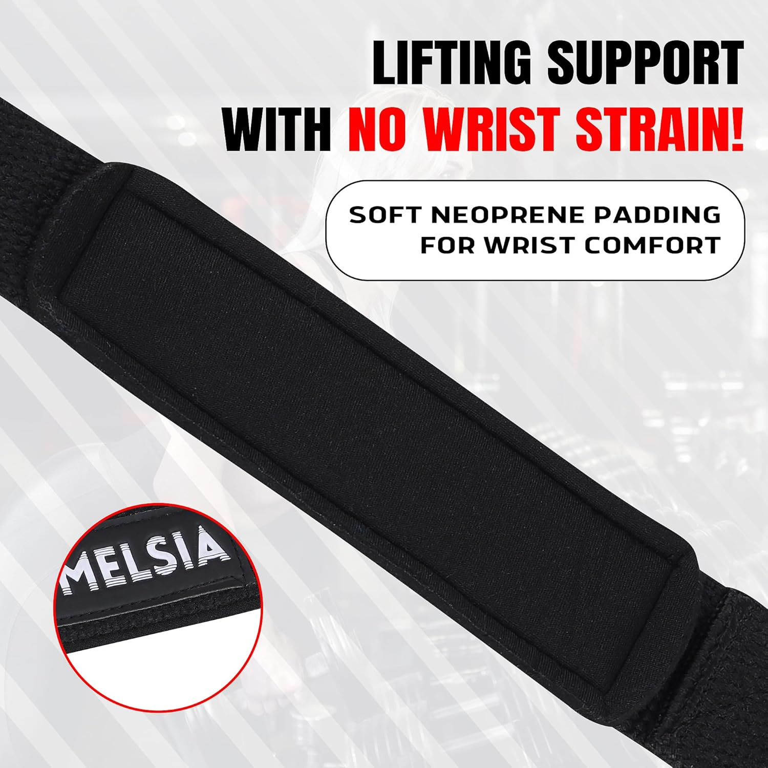 Lifting Straps for Weight Lifting, Bodybuilding, Powerlifting, Strength Training, and Deadlifts | Super-Soft Neoprene Padded-23&rsquo;&rsquo; Gym Wrist Straps | Extra-Strong Silicon Grip image number 3