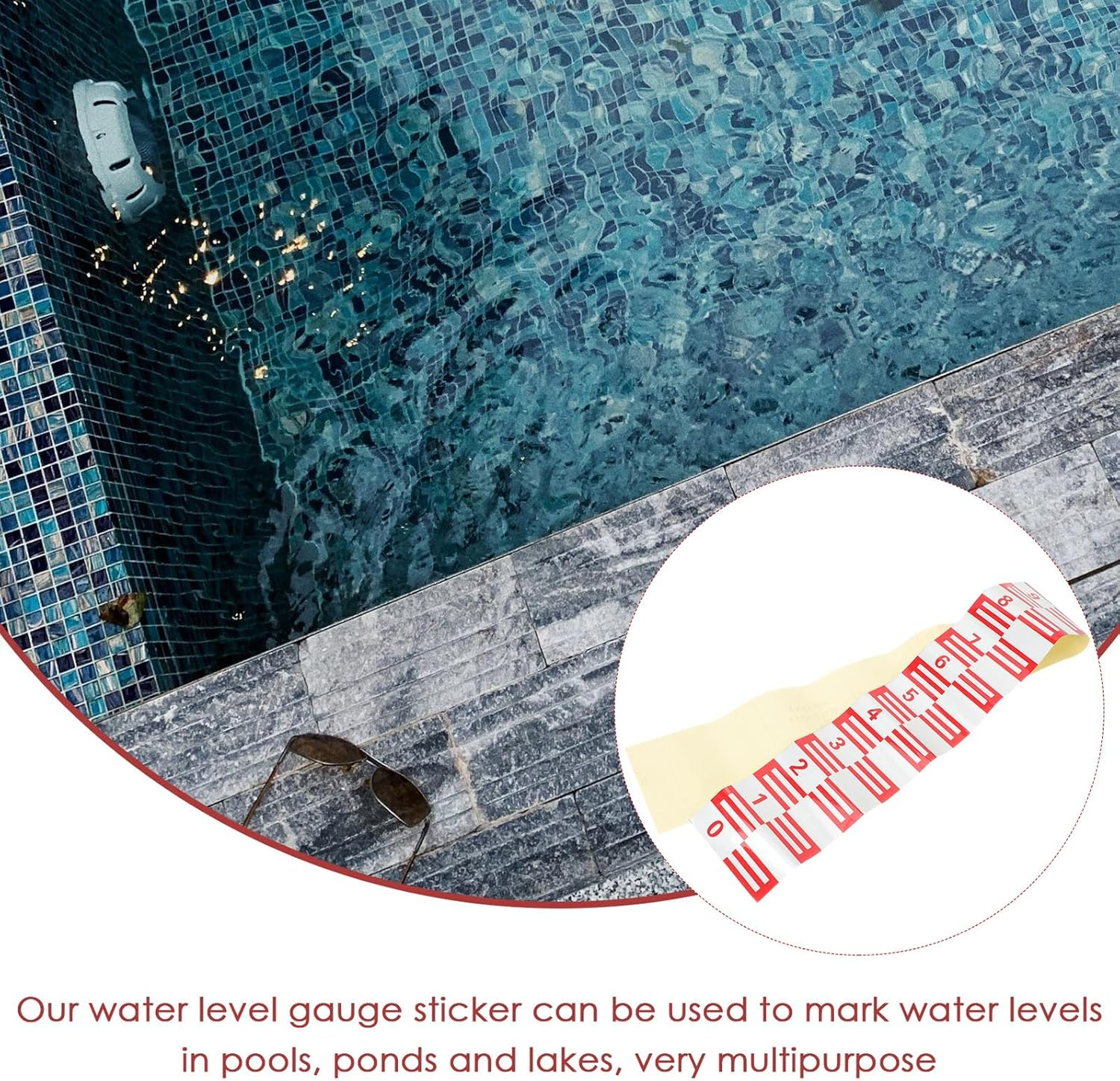 UPKOCH Reflective Pool Water Level Gauge Sticker Adhesive Swimming Pool Water Level Indicator Ponds and Lakes