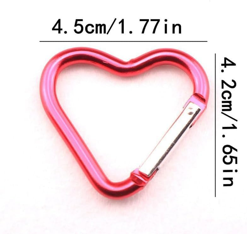 Carabiner Clip, Heart Shaped Climbing Buckle, Aluminum Alloy Heavy Duty Keyring Hook for Camping Fishing Hiking Traveling Aluminum Key Chain Clip Accessories - Red image number 5