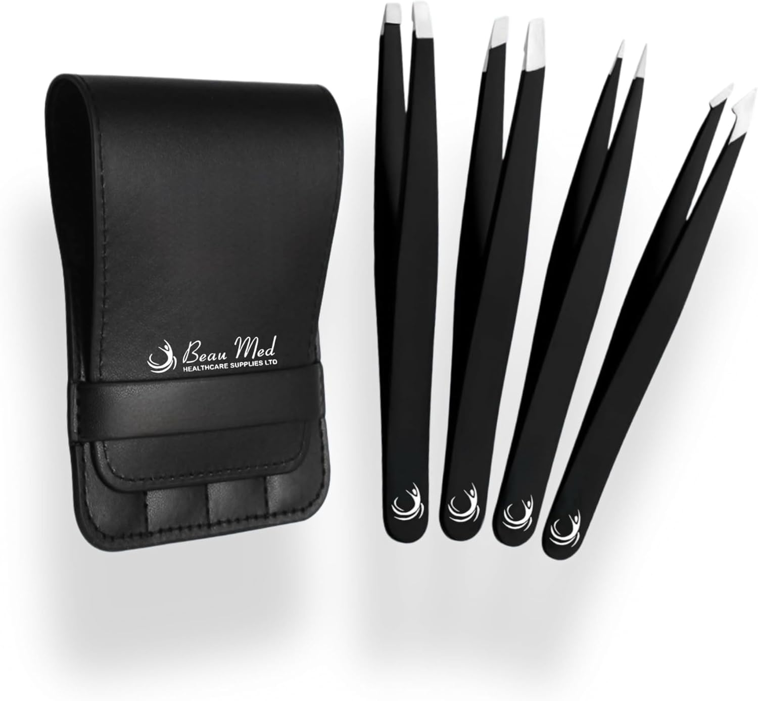 4PC Professional Tweezers Set for Men&Women&ndash;Premium Stainless Steel Precision Tweezers for Facial Hair Removal,Eyebrow Shaping,Ingrown Hair Extraction,Splinter&Fine Hair Grooming (BLACK) image number 1