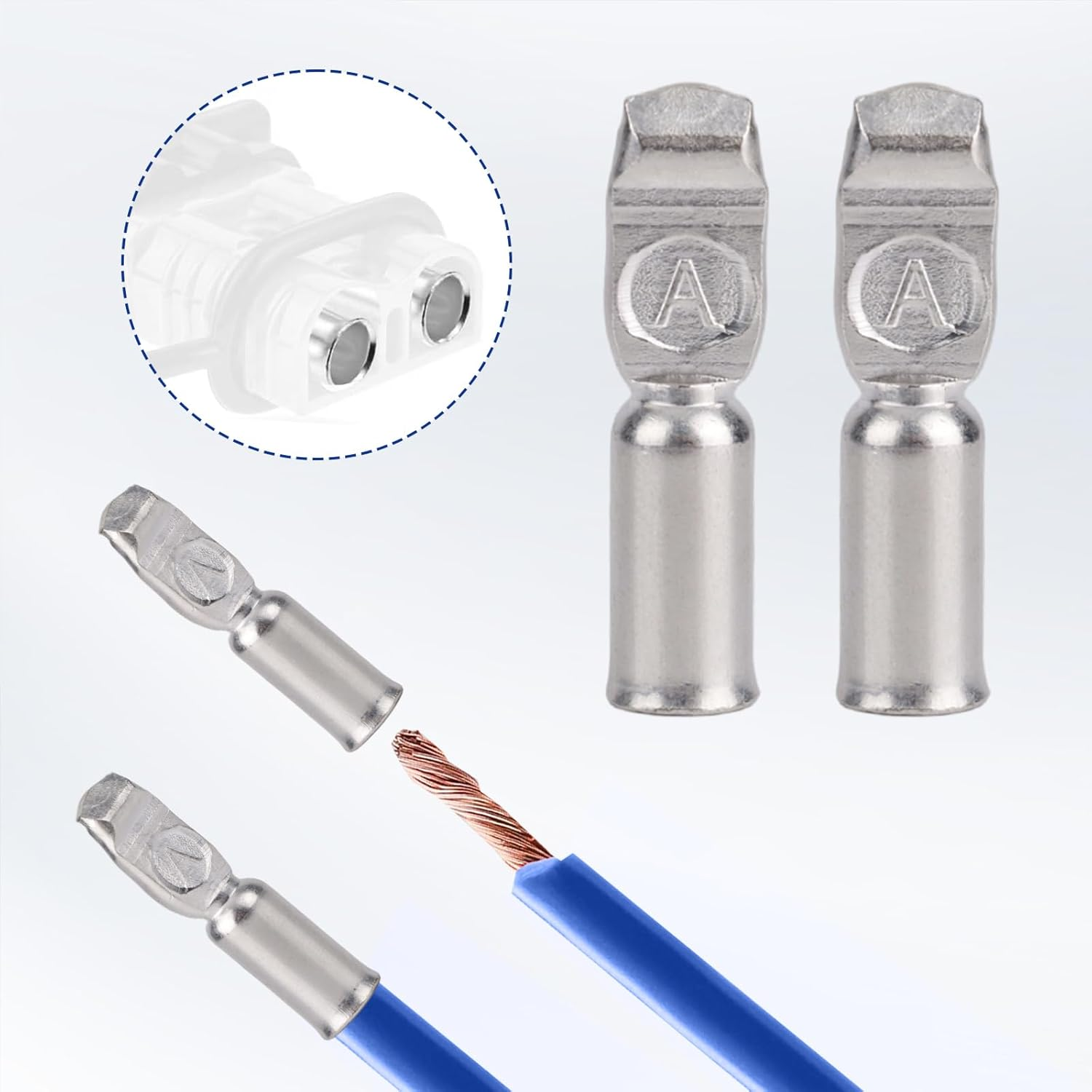 10Pcs Battery Quick Connect Terminal Pins, Replacement Terminal Pins for 50A 6-12 AWG Battery Quick Connect/Disconnect Connector Wire Harness Plug Towing Winch Systems Accessories