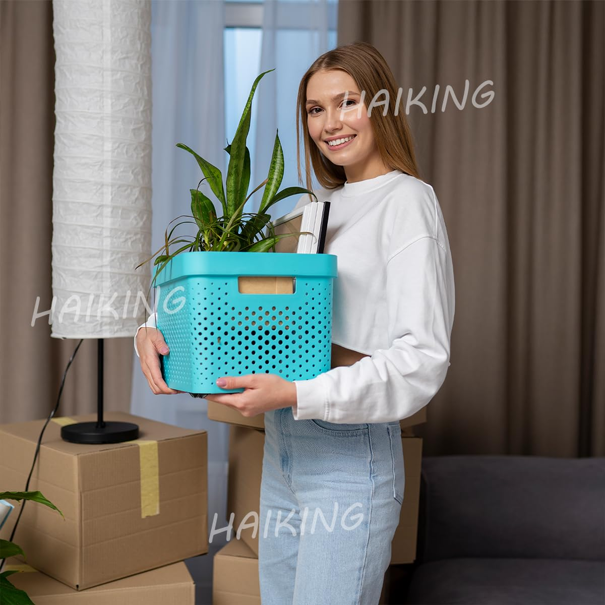 HAIKING Small Wheels for Furniture, 16 PCS Self Adhesive Casters for Bins, Storage Boxes (2 Kinds) image number 1