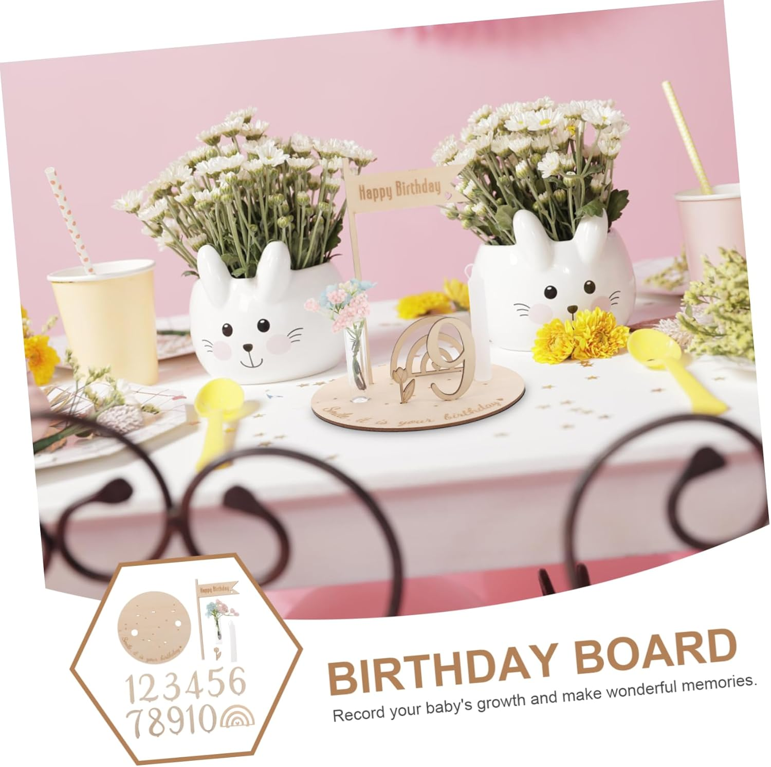 Newborn Milestone Sign Months Milestone Plate Wooden Birth Announcement Shower Favor Photo Prop for Boy Girl DIY image number 3