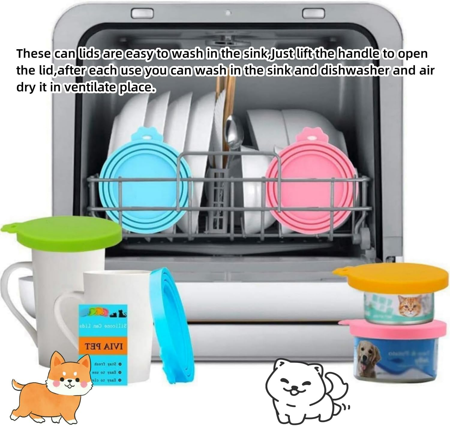 4Pack Pet Can Covers,Dog Cat Food Can Lids,Universal BPA Free,Silicone Pet Food Can Lids Covers,Fits Most Standard Size Dog and Cat Can Tops for Pet Food Storage image number 3