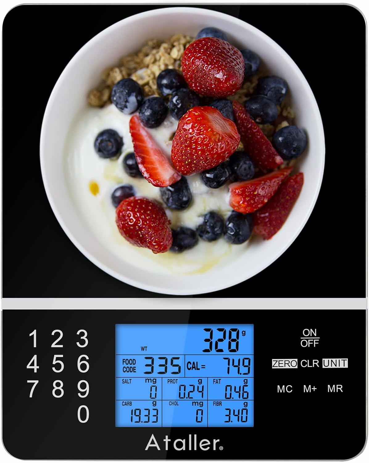 Ataller Food Scale with Nutritional Calculator, Kitchen Diet Scale, Digital Food Calorie Counting Scale for Meal Prep, Kitchen, Baking, Weight Loss, Resolution 1G, Max 5Kg 11Ib, Tempered Glass, Black image number 5