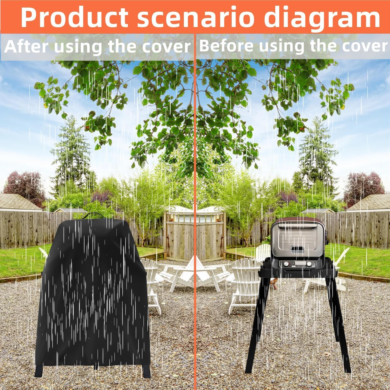 Cover for Ninja Woodfire Pizza Oven - Adjustable Drawstrings, UV & Water-Resistant (Fits Oven on Stand) image number 3