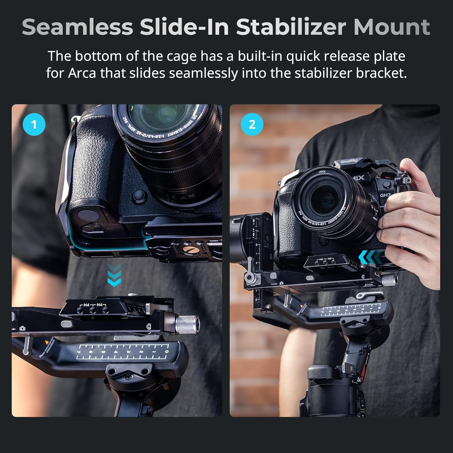 SMALLRIG Quick Release Cage for Panasonic LUMIX GH7 / GH6, Camera Cage with Patented Hawklock Style Cold Shoe/Nato Rail/Quick Release Plate for Arca, Full Access & Anti-Scratch Design - 4824 image number 3