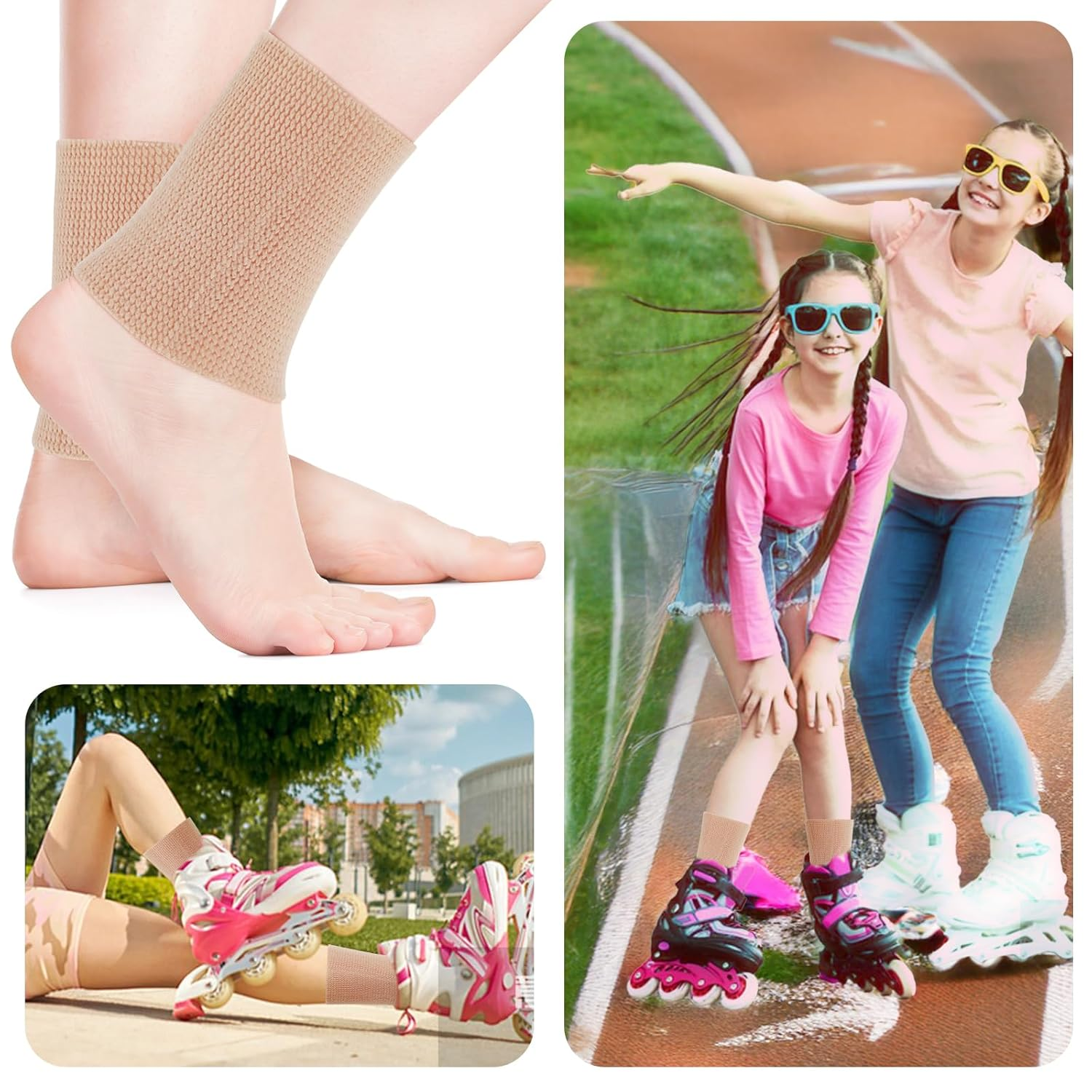 2 Pcs Ankle Gel Sleeve Padded Skate Socks Ankle Protector for Shoes Ice Skate Guards Padded Ankle Protector Brace Ice Skating Protection for Figure Skating Riding Hockey Roller Inline Ski image number 1