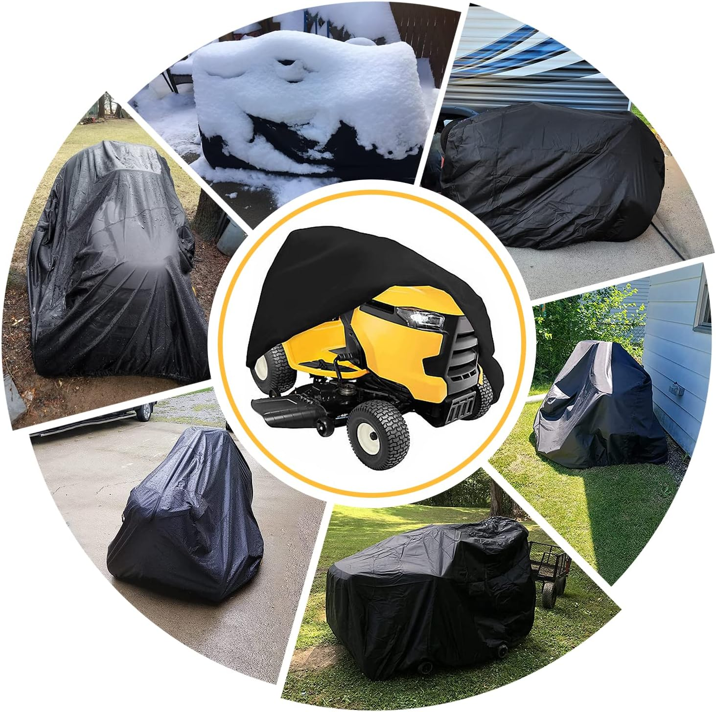 2Win2Buy Lawn Mower Cover Heavy Duty Waterproof Polyester Oxford Mower Covers - UV & Dust & Water Resistant, Weather Resistant,Universal Fit Drawstring & Storage Bag (Riding Lawn Mower Cover) image number 3