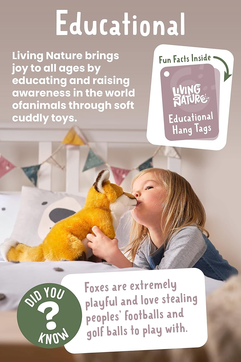 Living Nature Yellow Budgerigar with Sound, Realistic Plush Bird Toy, Soft Stuffed Animal for Kids and Collectors, Eco-Friendly Soft Toy with Chirping Sound and Educational Fact Tag