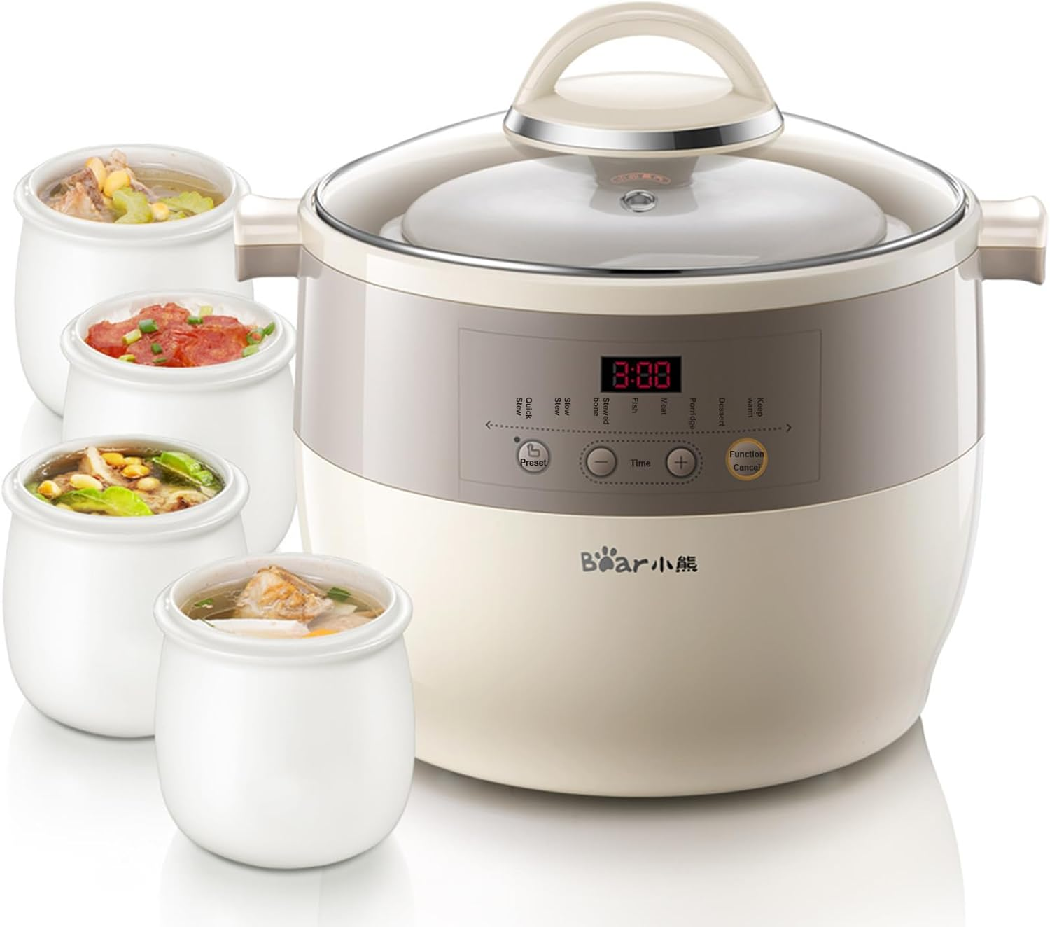 Electric Stew Pot, 4.5L Multi-Function Ceramic Inner Slow Cookers, 9.5H Smart Appointment Health Pot for Stew Pot, Soup, Baby Porridge, Desserts, Bird'S Nest Stew, 600W image number 4