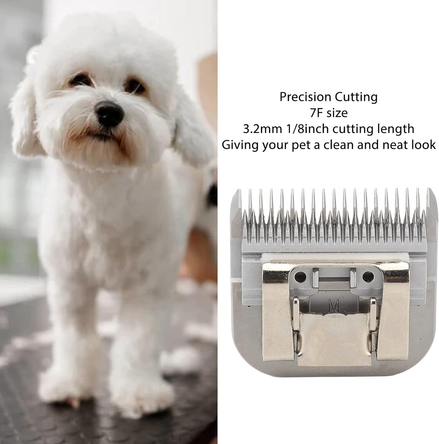 Dog Clipper Blade, 7F 3.2Mm Cutting Length Pet Dog Grooming Clipper Blades, Long Lasting Carbide Steel Clippers Blade for Pet image number 2