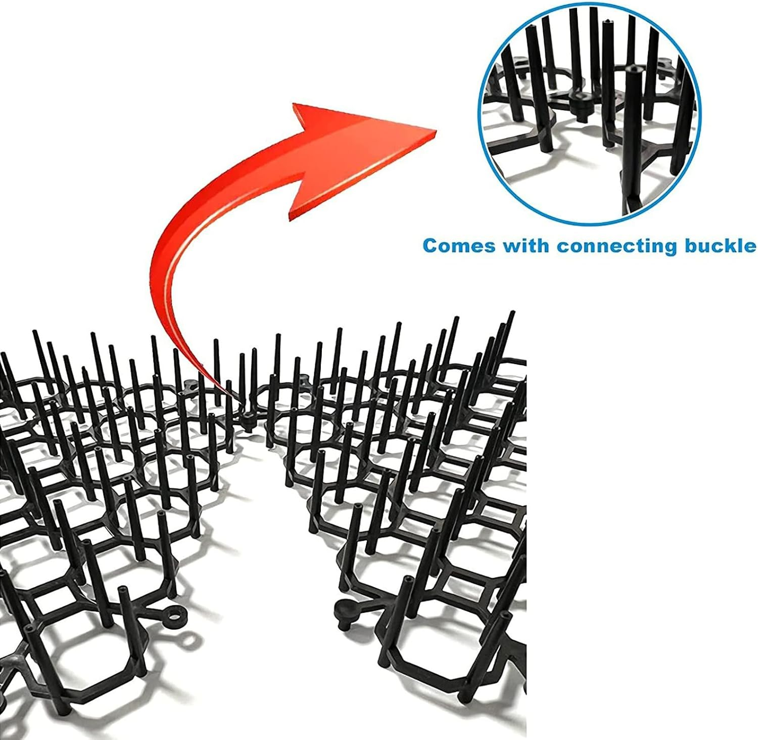 12PCS Cat Deterrent Mat, anti Cat Spikes Prickle Strip Dig Stopper Mats Training Plastic Spike Mat for Keeping Away Cats Dogs Protecting Plants image number 4