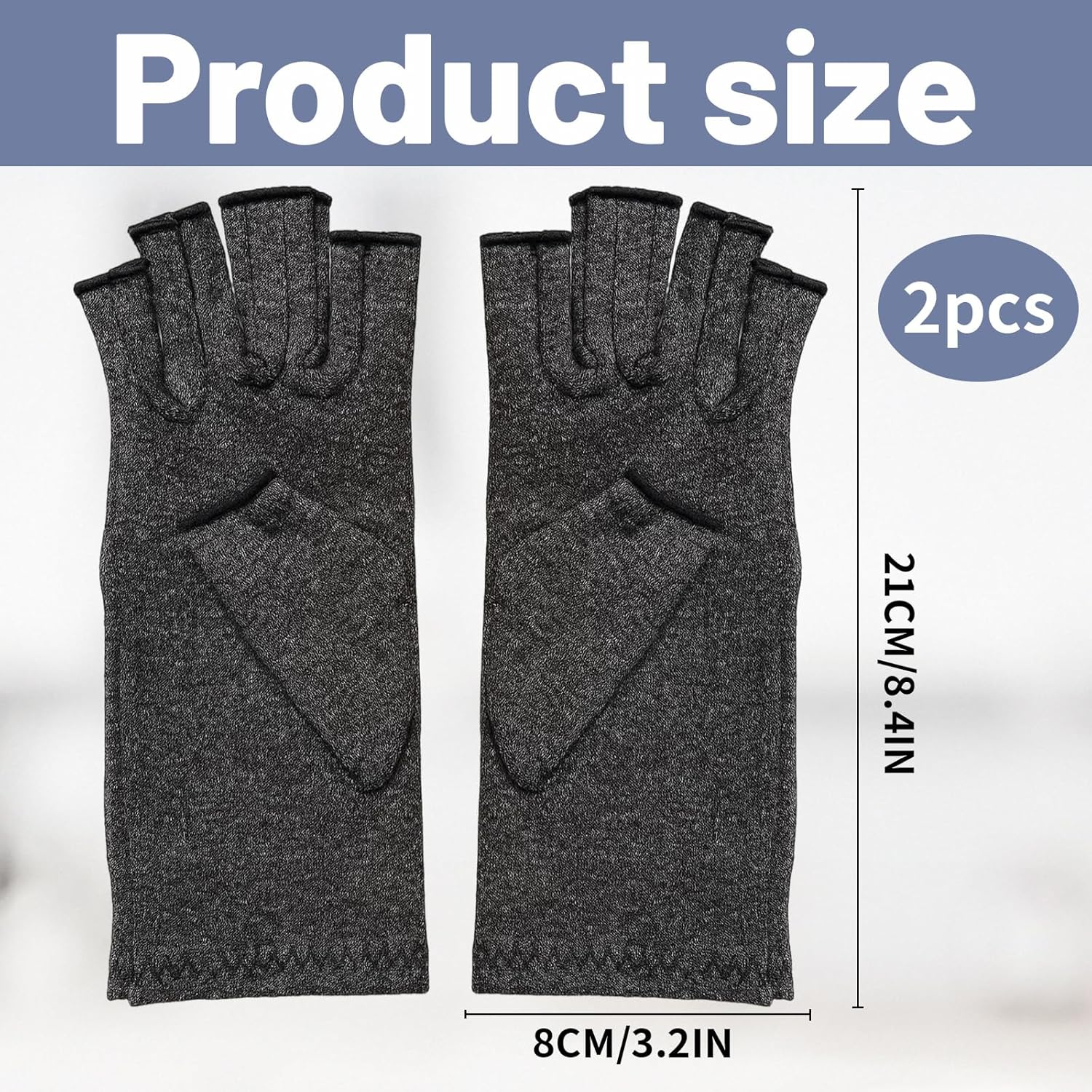 Compression Gloves, Breathable Support for Hands and Wrists, Relieves Discomfort, Gray image number 6
