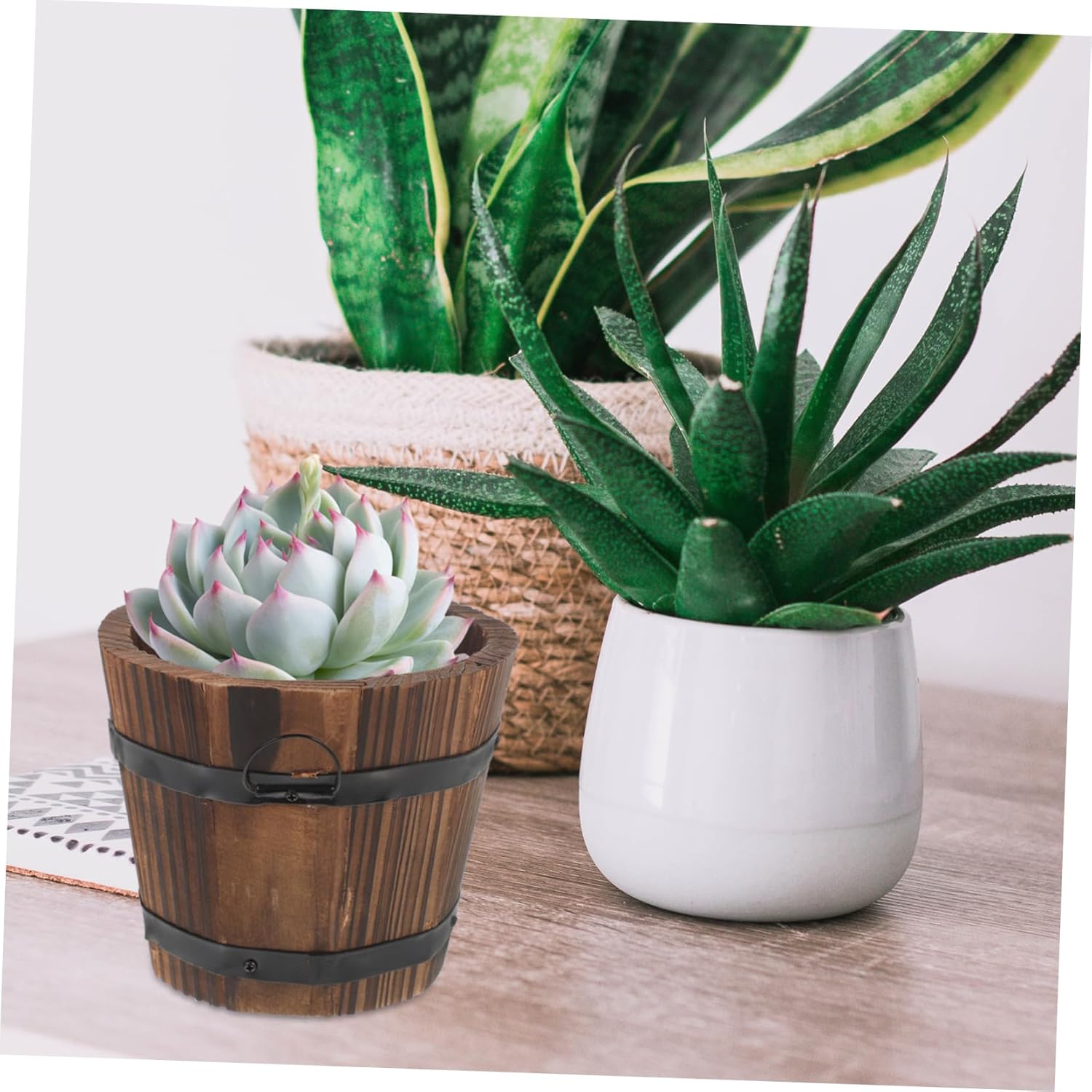 Whiskey Barrel Decor Planter Pot Wood Vegetable Pot Potato Planter Holder image number 6