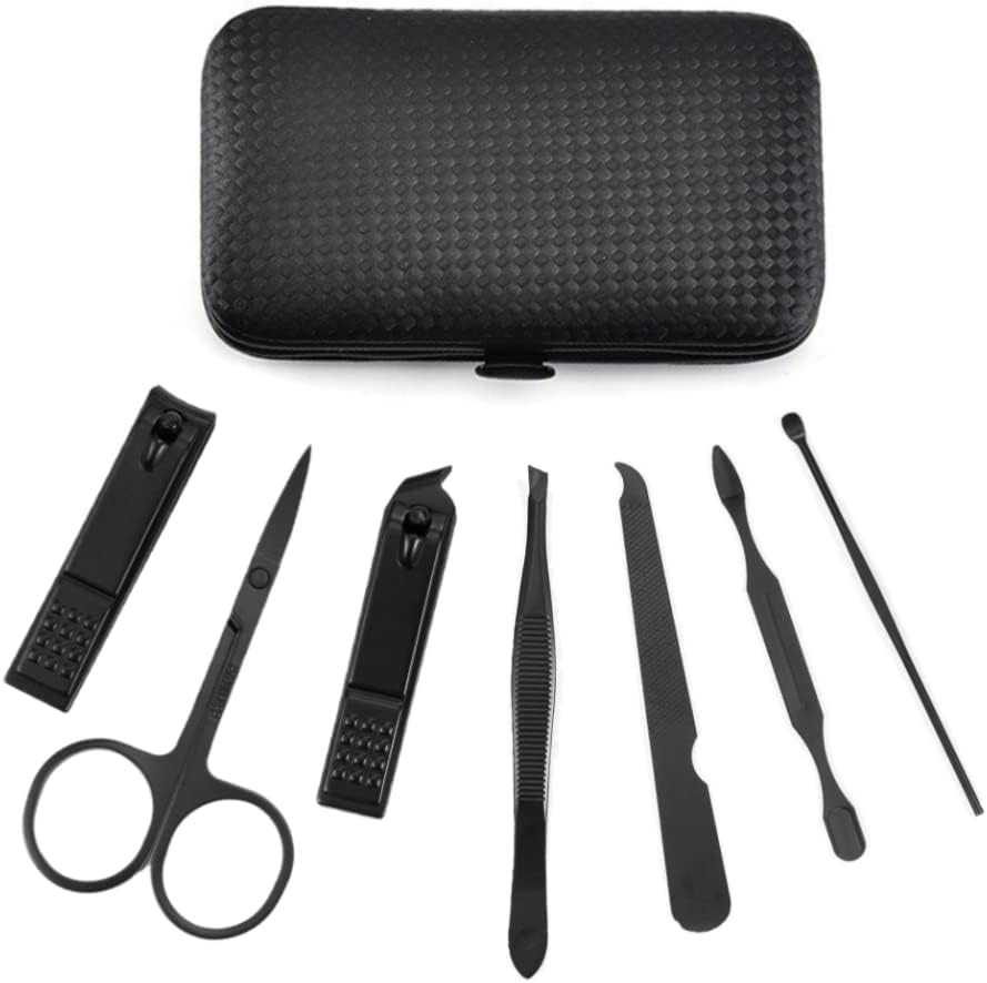 Ark&eacute; Manicure Set Nail Clippers Professional Fingernail & Toenail Grooming Kit Tweezers Eyebrow Scissors for Mens and Women Travel Size 7Pcs Nail Care Tools with Black Case image number 4