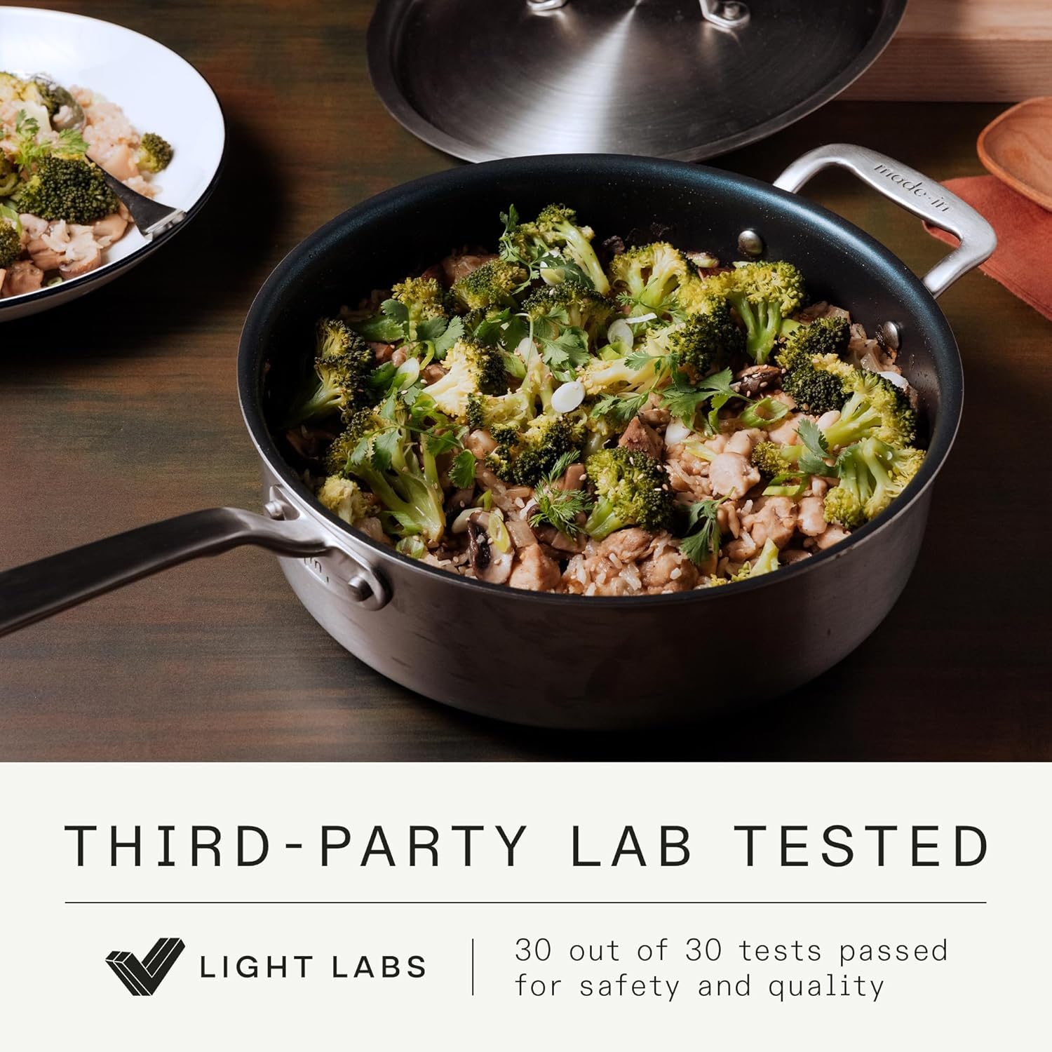 Made in Cookware - Procoat 4 Quart Non Stick Sauce Pan with Lid - Graphite - 5 Ply Stainless Clad Nonstick Saucepan - Professional Cookware - Crafted in Italy - Induction Compatible image number 3